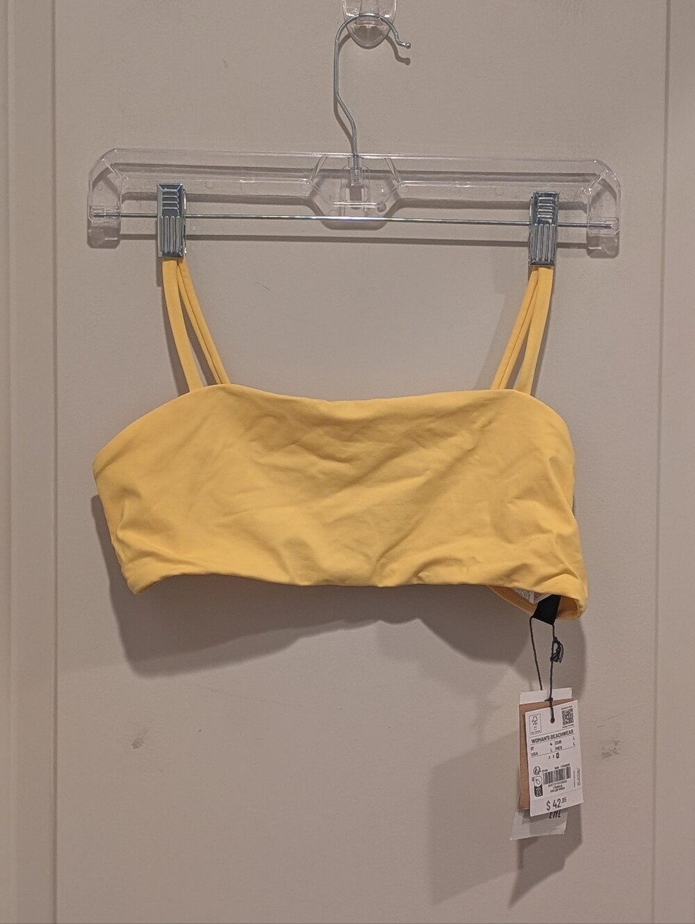 Piombo Yellow Double-Strap Bandeau Bikini Top Size Large
